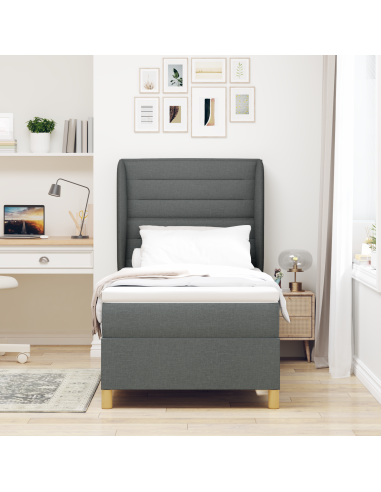 Letto con molle e materasso Grigio Scuro 90x190 cm Tessuto