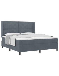 Letto a molle con testiera Grigio scuro 200 x 180 cm Poliestere 2