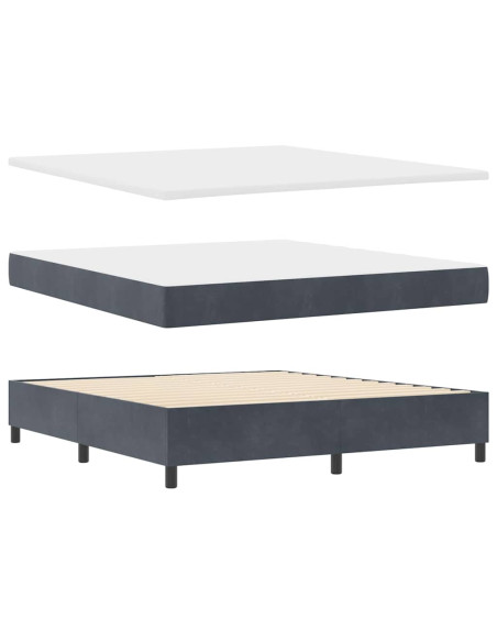 Letto a molle con testiera Grigio scuro 200 x 180 cm Poliestere