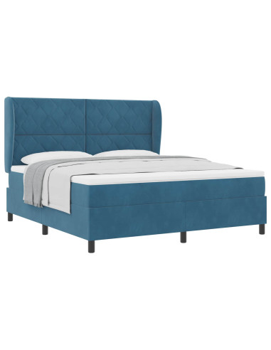Letto a molle con materasso Blu Scuro 200 x 180 cm Poliestere