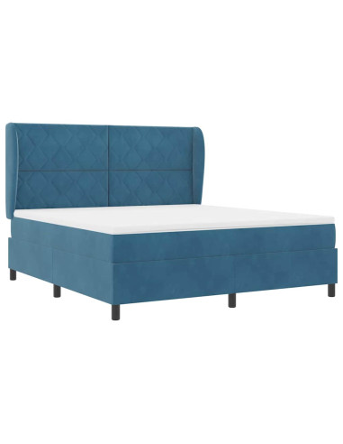 Letto a molle con materasso Blu Scuro 200 x 180 cm Poliestere