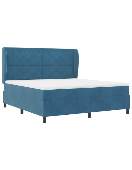 Letto a molle con materasso Blu Scuro 200 x 180 cm Poliestere