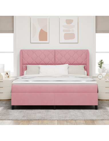 Letto a molle con materasso Rosa 200 x 180 cm Poliestere