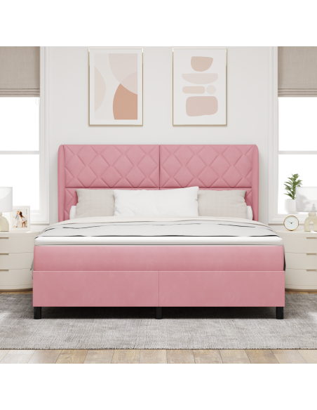 Letto a molle con materasso Rosa 200 x 180 cm Poliestere