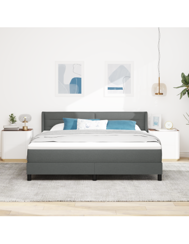 Letto a molle con testiera Grigio scuro 200 x 180 cm Poliestere