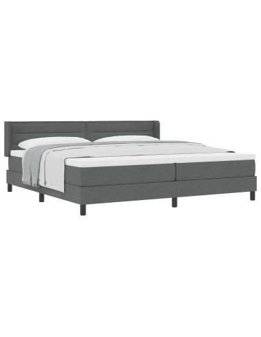 Letto a molle con testiera Grigio scuro 200 x 200 cm Poliestere