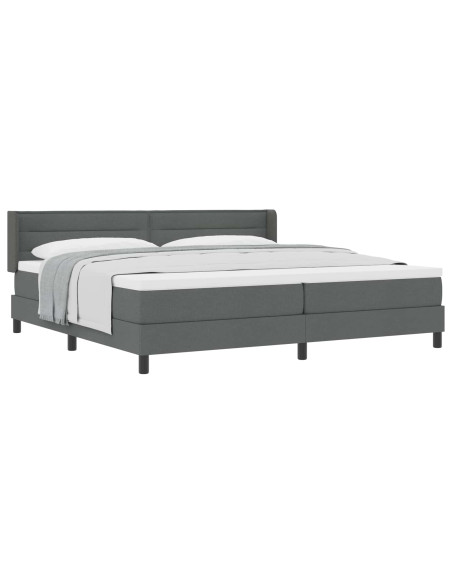 Letto a molle con testiera Grigio scuro 200 x 200 cm Poliestere