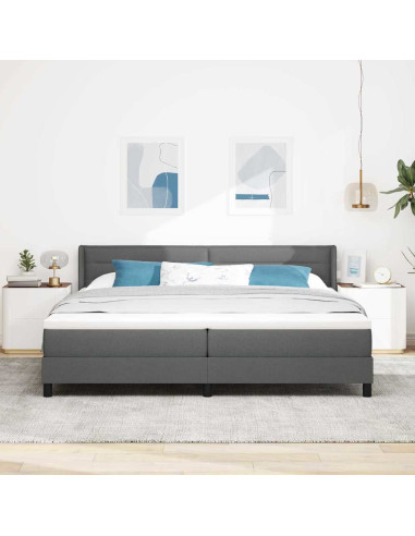 Letto a molle con testiera Grigio scuro 200 x 200 cm Poliestere