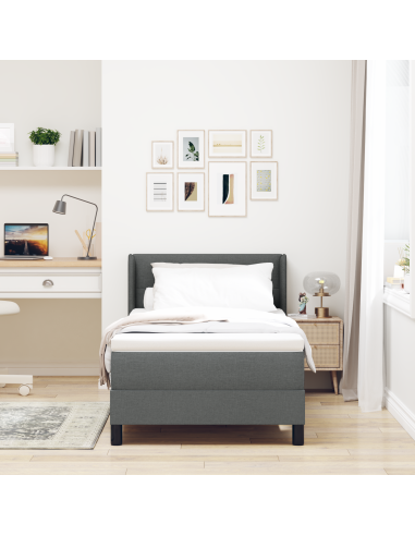 Letto a molle con materasso Grigio scuro 190 x 90 cm Poliestere