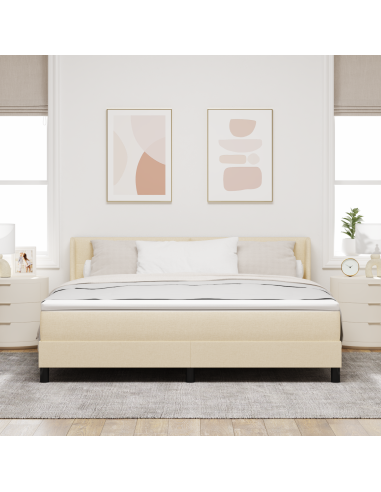 Letto a molle con materasso Crema 200 x 180 cm Poliestere