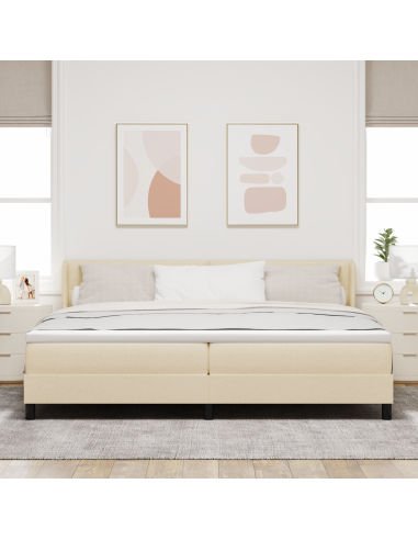 Letto a molle con materasso Crema 200 x 200 cm Poliestere