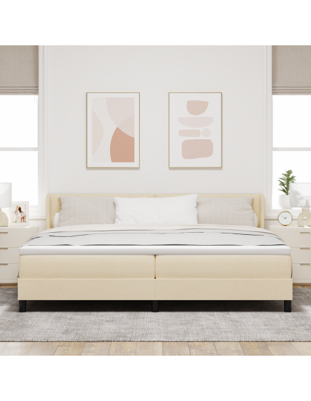 Letto a molle con materasso Crema 200 x 200 cm Poliestere