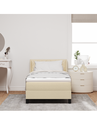 Letto a molle con materasso Crema 200 x 100 cm Poliestere