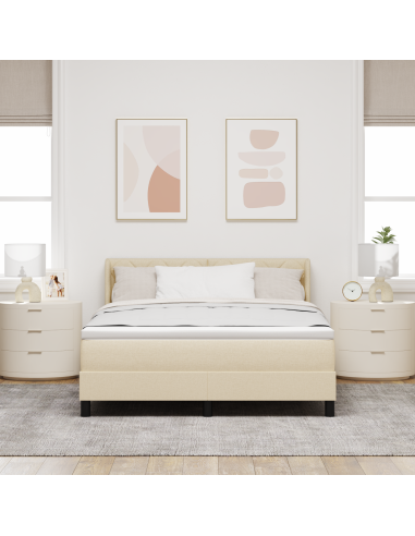 Letto a molle con materasso Crema 200 x 160 cm Poliestere