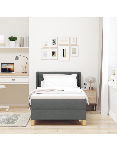 Letto a molle con materasso Grigio scuro 190 x 90 cm Poliestere