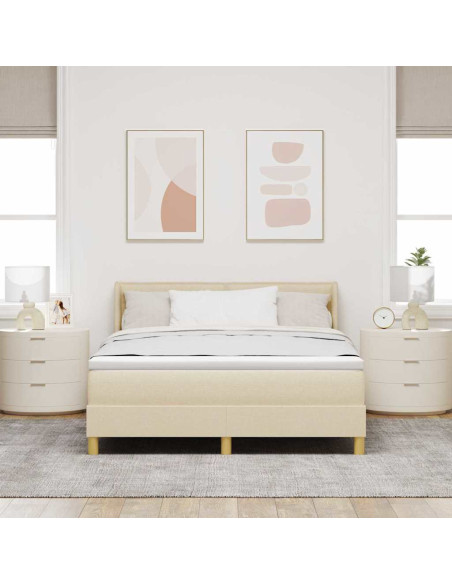 Letto a molle con materasso Crema 200 x 140 cm Poliestere