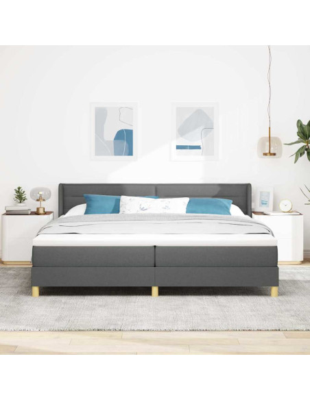 Letto a molle con testiera Grigio scuro 200 x 200 cm Poliestere