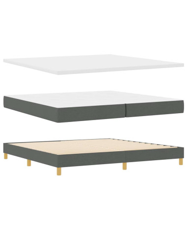 Letto a molle con testiera Grigio scuro 200 x 200 cm Poliestere