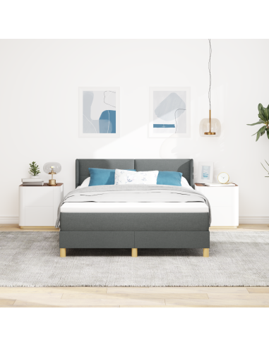Letto a molle con testiera Grigio scuro 200 x 160 cm Poliestere