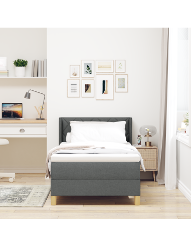 Letto a molle con materasso Grigio scuro 200 x 90 cm Poliestere