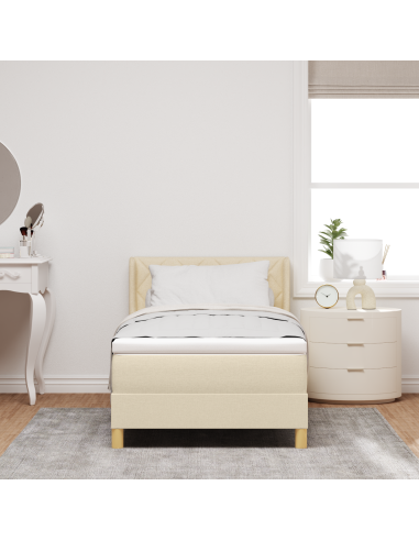 Letto a molle con materasso Crema 200 x 100 cm Poliestere