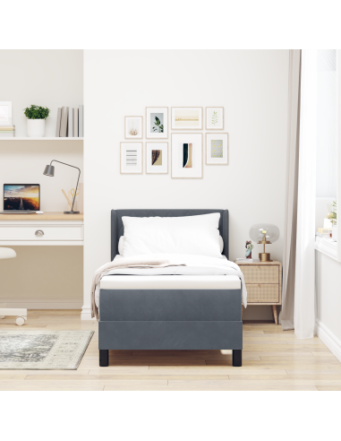 Letto a molle con materasso Grigio scuro 200 x 80 cm Poliestere