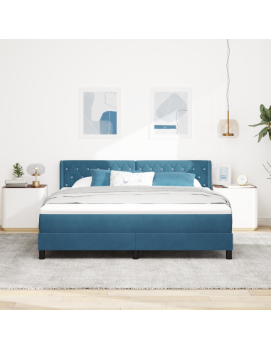 Letto a molle con materasso Blu Scuro 200 x 180 cm Poliestere