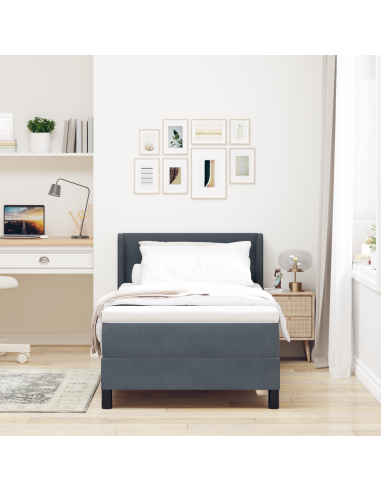 Letto a molle con materasso Grigio scuro 200 x 80 cm Poliestere