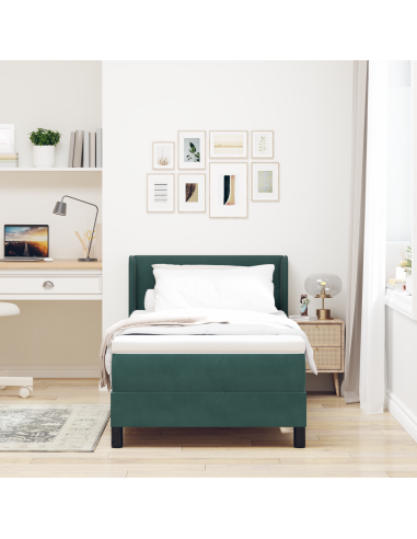 Letto a molle con materasso Verde Scuro 200 x 90 cm Poliestere