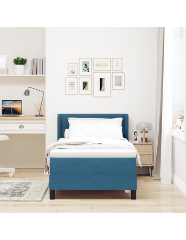 Letto a molle con materasso Blu Scuro 200 x 90 cm Poliestere