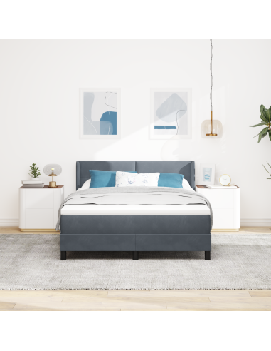 Letto a molle con testiera Grigio scuro 190 x 140 cm Poliestere