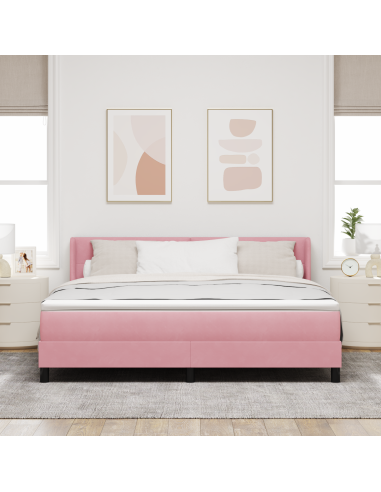 Letto a molle con materasso Rosa 200 x 180 cm Poliestere