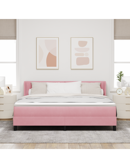 Letto a molle con materasso Rosa 200 x 180 cm Poliestere