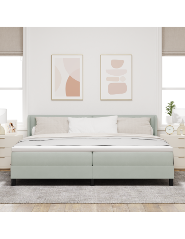 Letto a molle Grigio chiaro 200 x 200 cm Poliestere