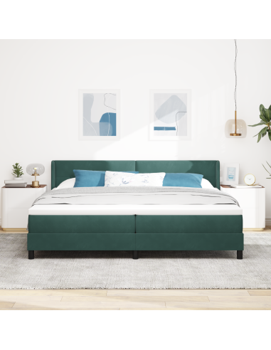 Letto a molle con materasso Verde Scuro 200 x 200 cm Poliestere