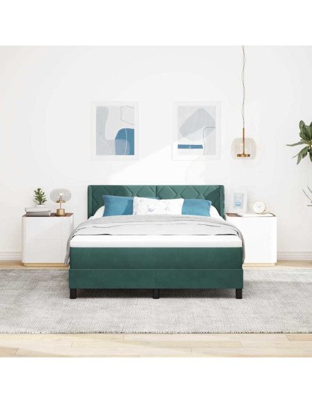 Letto a molle con materasso Verde Scuro 200 x 140 cm Poliestere