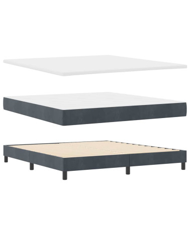 Letto a molle con testiera Grigio scuro 200 x 180 cm Poliestere