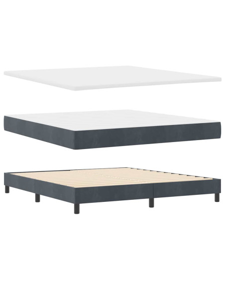 Letto a molle con testiera Grigio scuro 200 x 180 cm Poliestere