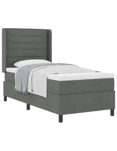 Letto a molle con materasso Grigio scuro 90 x 190 cm Tessuto