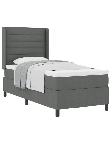Letto a molle con materasso Grigio scuro 90 x 190 cm Tessuto
