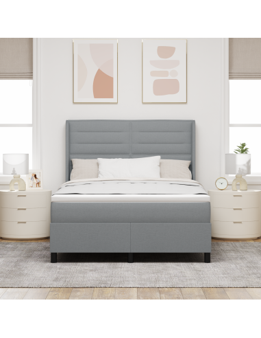Letto a molle con materasso Grigio chiaro 140 x 190 cm Tessuto