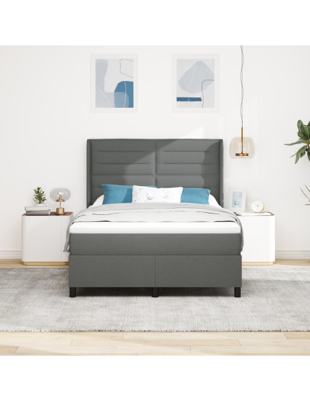 Letto a molle con materasso Grigio scuro 140 x 200 cm Tessuto