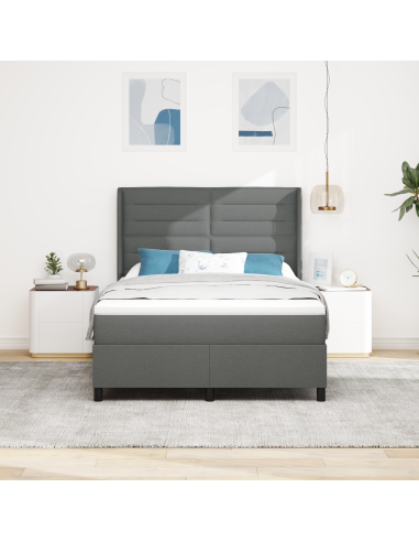 Letto a molle con materasso Grigio scuro 160 x 200 cm Tessuto