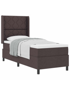 Letto a molle con materasso Marrone scuro 80 x 200 cm Tessuto 2