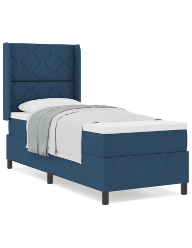 Letto a molle con materasso Blu 80 x 200 cm Tessuto