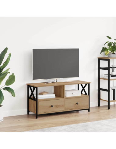 Mobile TV con cassetto Rovere artigianale 90 x 33 x 45 cm