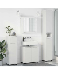 Set di mobili per il bagno 4 pcs Bianco Legno multistrato