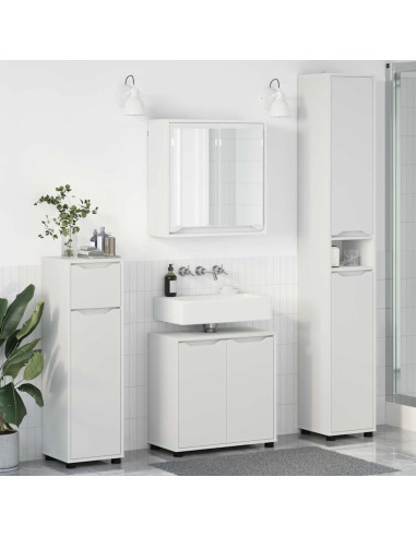 Set di mobili per il bagno 4 pcs Bianco Legno multistrato