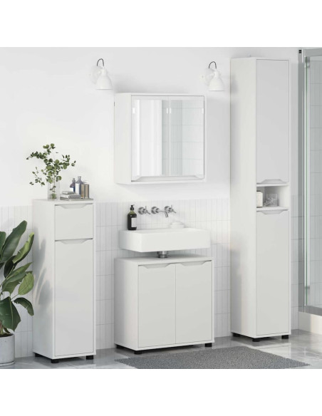 Set di mobili per il bagno 4 pcs Bianco Legno multistrato