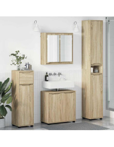 Set di mobili per il bagno con cassetto 4 pcs Rovere Sonoma